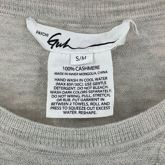 Paychi Guh 100% Cashmere Long Sleeve Sweater Heathered Oatmeal Women Small - Picture 4 of 5